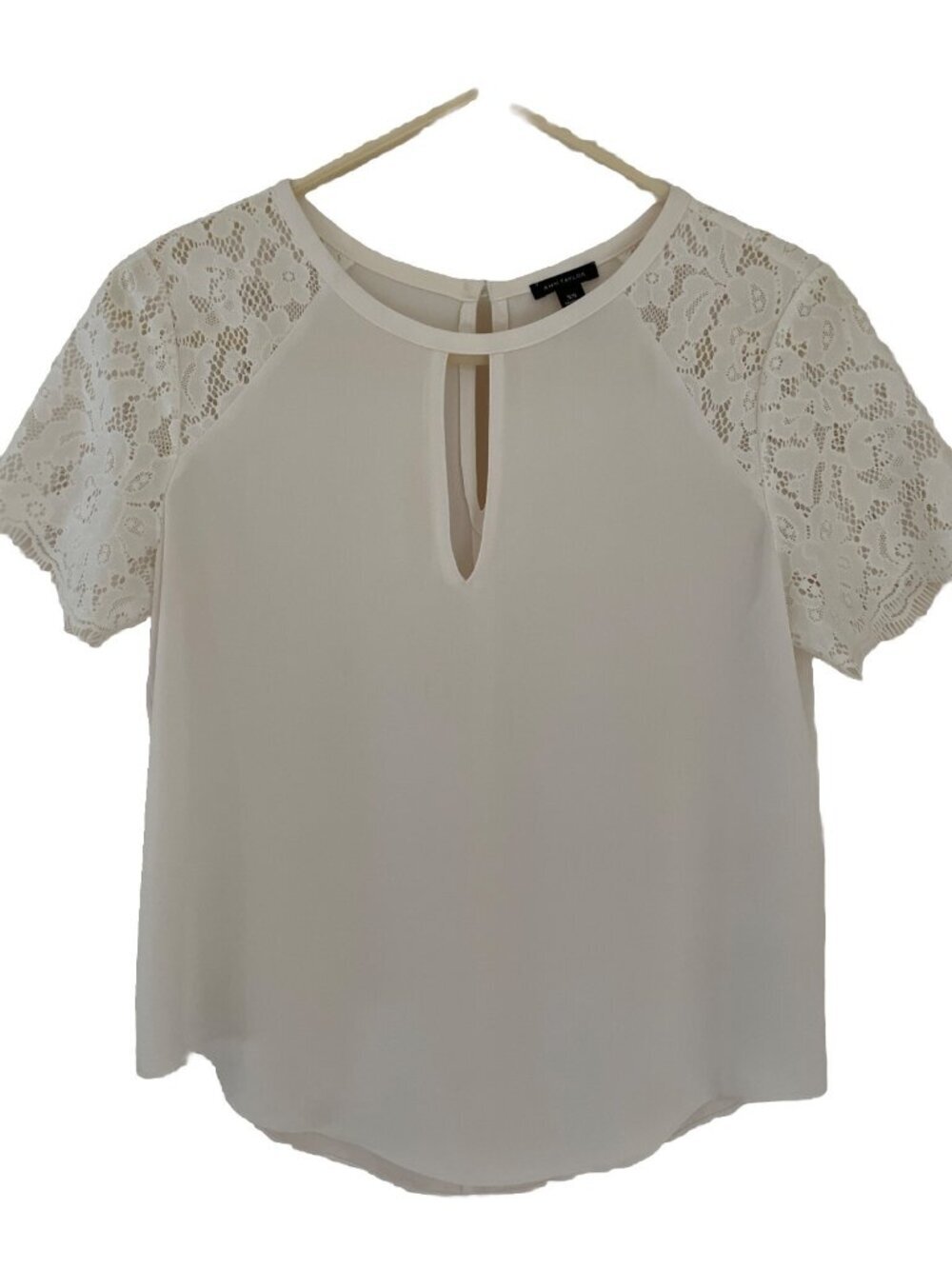 Ann Taylor Chiffon &  Lace Blouse Women's Size XS Ivory Sheer Fairy Whimsical